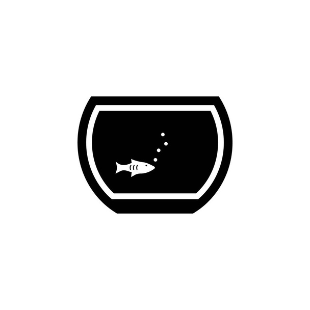 Pescado. Acuario icono vector plano. Símbolo sólido simple aislado sobre fondo blanco - Vector, imagen