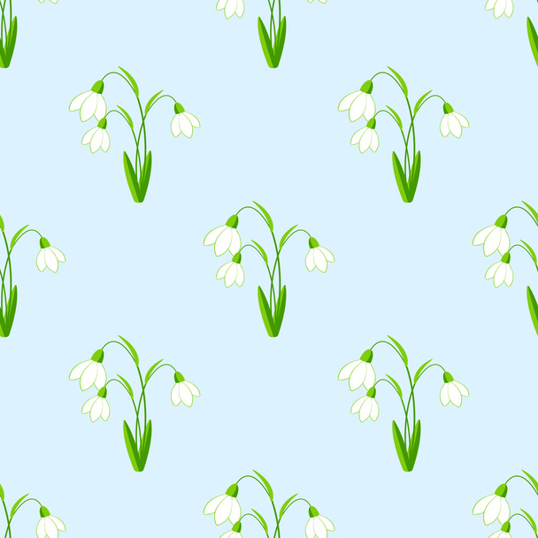 Seamless background with snowdrops flowers the vector illustration. - Vector, Image