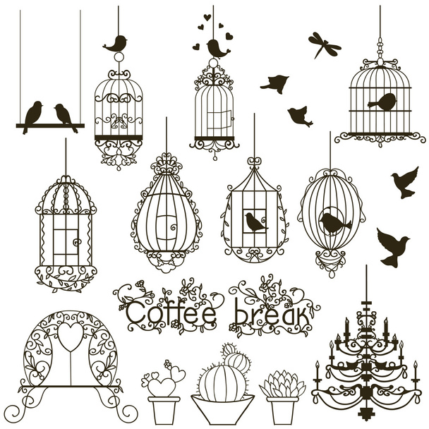 Birdcage set. - Vector, Image