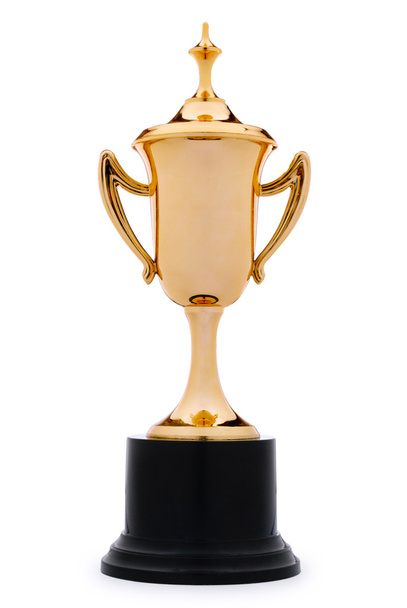 Stijlvolle metalen gouden trofee cup - Foto, afbeelding