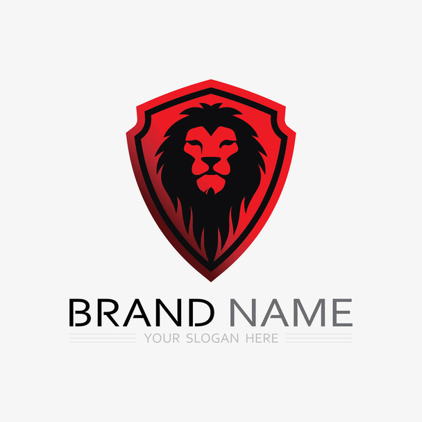 Λογότυπο Lion και λογότυπο ζώων Σχεδιασμός εικονογράφησης εικονιδίου φορέα προτύπου - Διάνυσμα, εικόνα