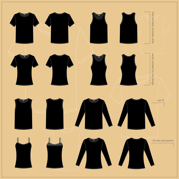 Different black T-shirts - Vecteur, image