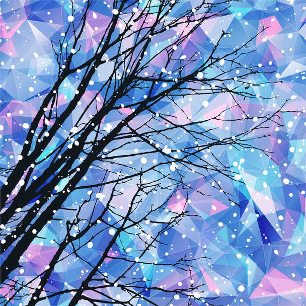 Trees on triangle background - Вектор,изображение