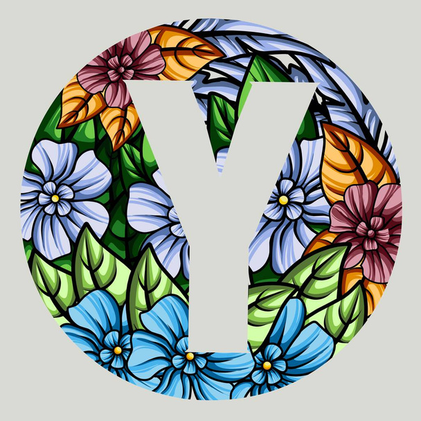 ilustración del alfabeto monograma floral. diseño vectorial - Vector, Imagen