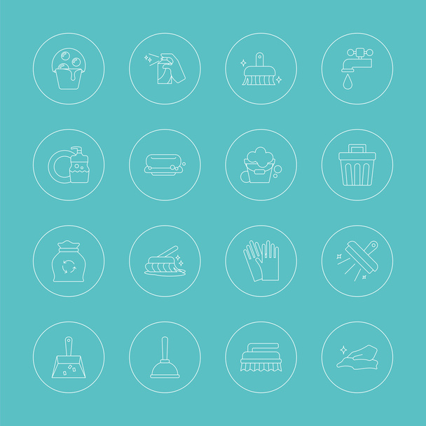 cleaning line icon set - Vector, Image