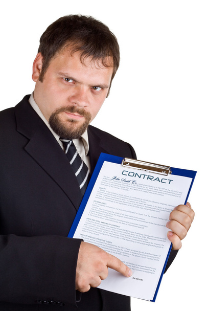 Чоловік показує за контрактом
. - Фото, зображення