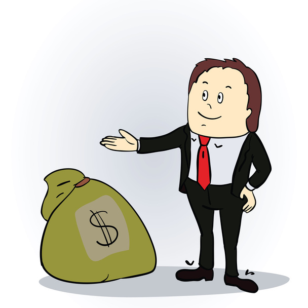 Business man with sack of money. Vector - Vector, Image