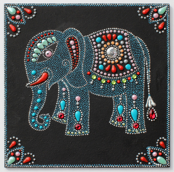 authentic original handmade craftwork painting elephant - Fotó, kép