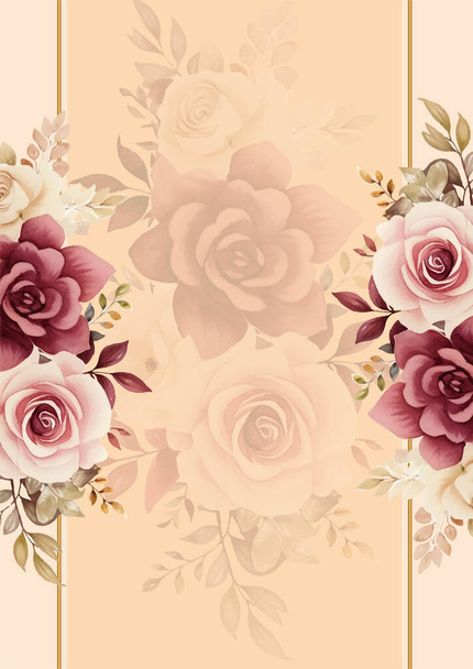 Rot-rosa und beige eleganten Aquarell Hintergrund mit Flora und Blume - Vektor, Bild