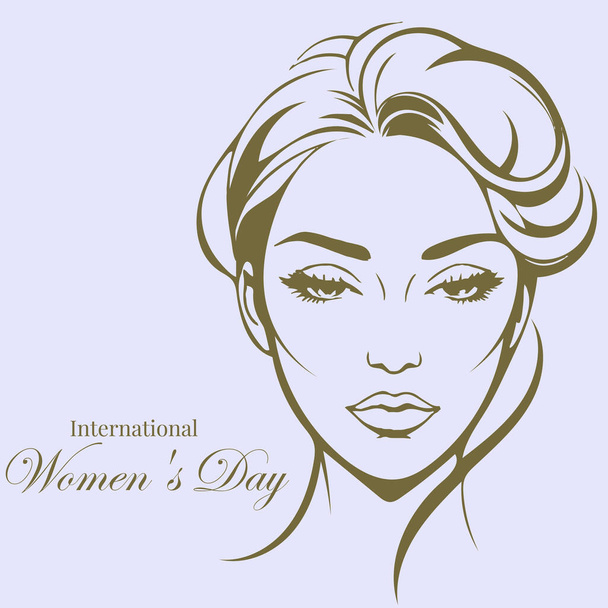Международный день женщин, лицо векторной женщины - Вектор,изображение