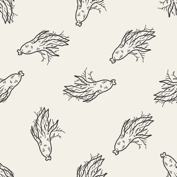 Ginseng doodle fond de motif sans couture
 - Vecteur, image