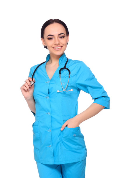 Portrait of happy young doctor woman standing - Foto, Bild