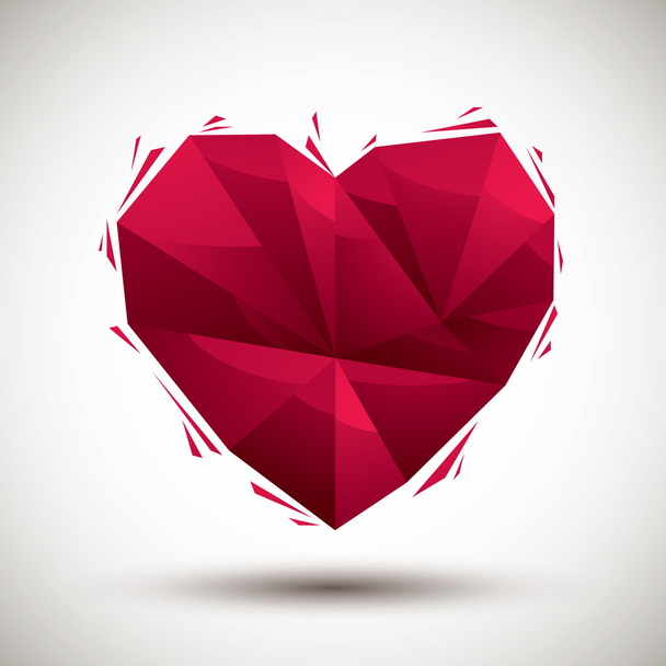 Red heart geometric icon - Vector, afbeelding