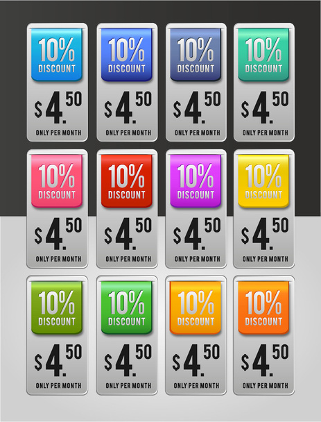 Glossy button price tags - Vector, Image