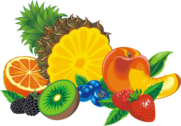 exotic fruits isolated - Vector, Image