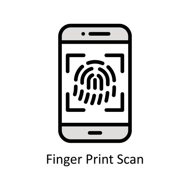 Иллюстрация стиля контура вектора сканирования отпечатка пальца. EPS 10 File - Вектор,изображение