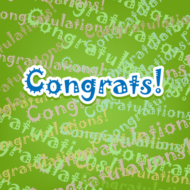Cartão de parabéns com design de typo em verde
 - Vetor, Imagem