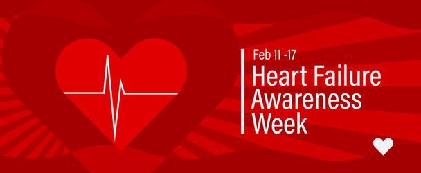 Знак недели сердечной недостаточности. Красный дизайн фона. 11 - 17 февраля. - Вектор,изображение