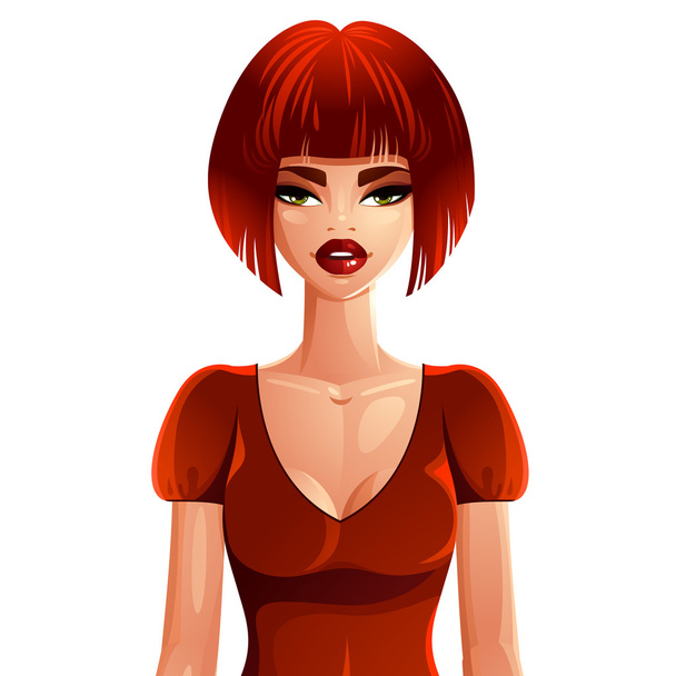 Red-haired sexy beautiful woman - Vector, imagen