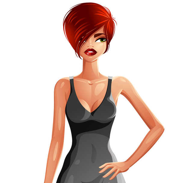 red-haired sexy beautiful woman - Vector, Image