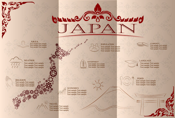 Japonsko infografiky, statistické údaje, památky. Vektorové illustrati - Vektor, obrázek