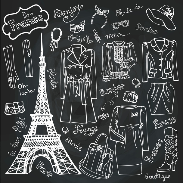 Paris Fashion Clothing set. - Foto, afbeelding