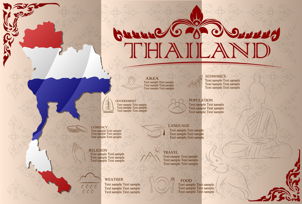 Ταϊλάνδη infographics, στατιστικά στοιχεία, αξιοθέατα. Διάνυσμα έργα - Διάνυσμα, εικόνα