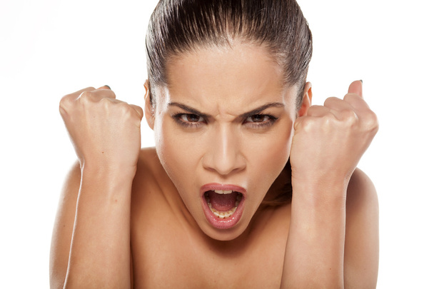 Vihainen nainen huutaa
 - Valokuva, kuva