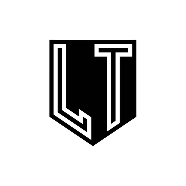 LT Letter Logo monogram shield geometric line inside shield style design template - Photo, Image