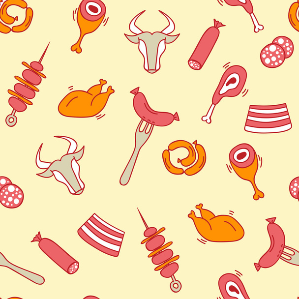Meat seamless pattern - Vector, Image