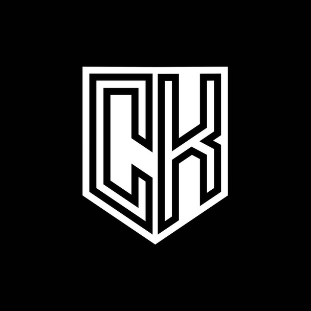 CK Letter Logo monogram shield geometric line inside shield style design template - Photo, Image