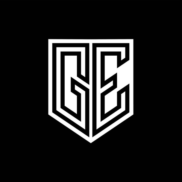 GE Lettre Logo monogramme bouclier ligne géométrique à l'intérieur modèle de conception de style bouclier - Photo, image