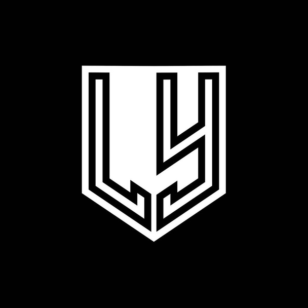 LY Letter Logo μονόγραμμα ασπίδα γεωμετρική γραμμή στο εσωτερικό πρότυπο σχεδιασμού ασπίδα στυλ - Φωτογραφία, εικόνα