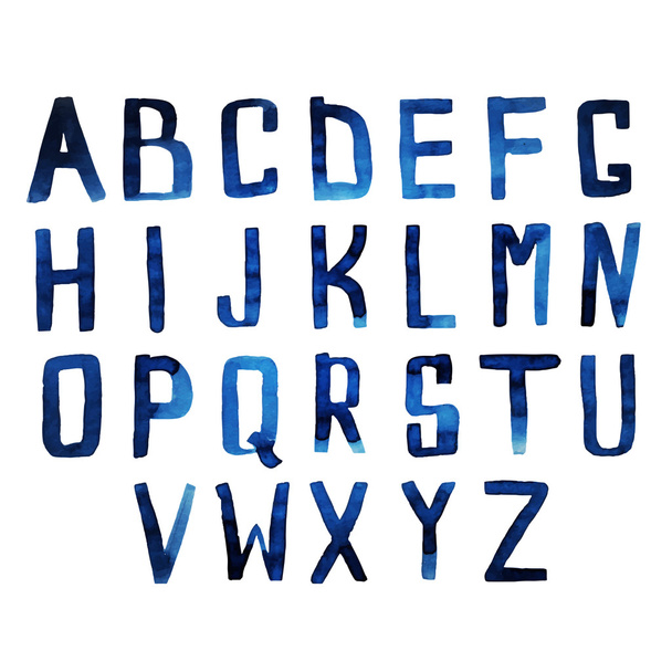 ręcznie rysowany alfabet akwarelowy - Wektor, obraz