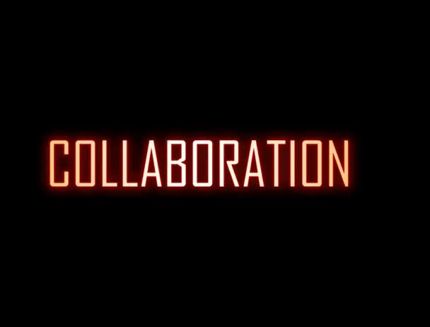 Flèche néon signe avec texte. Collaboration Word. Illuminating the Path to Collective Creativity, Innovation, and Success. Concept d'entreprise.  - Séquence, vidéo