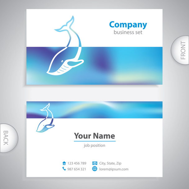 business card - Big whale - symbol sea - company presentations - Vector, Image