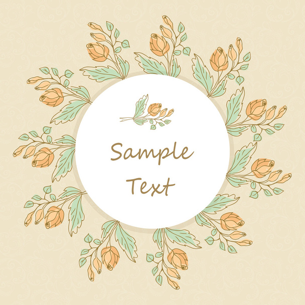 Wedding card with flowers - Vector, afbeelding