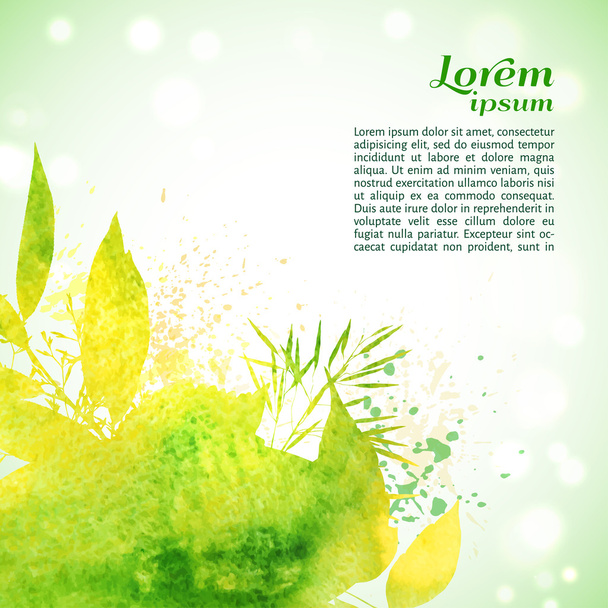 Green and yellow watercolor autumnal background - Vector, Image