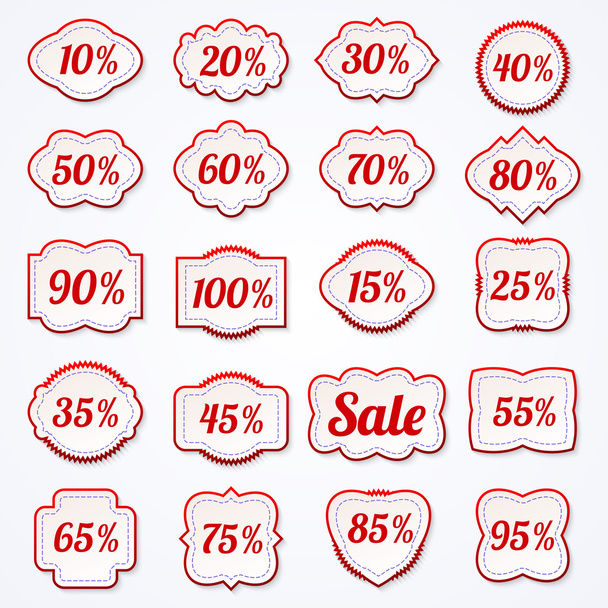 Σύνολο ετικετών τοις εκατό για τις πωλήσεις - Διάνυσμα, εικόνα
