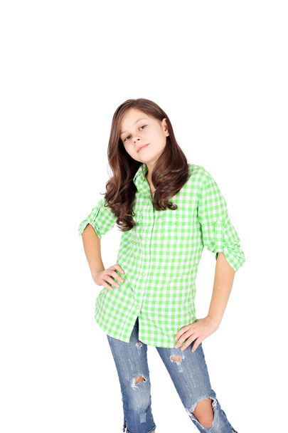 Teen girl in the checkered shirt - Photo, Image
