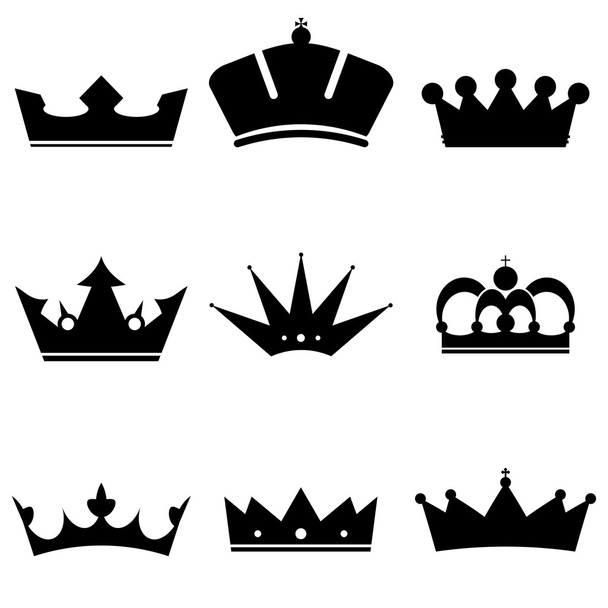 Black Crown Icons - Vector, imagen