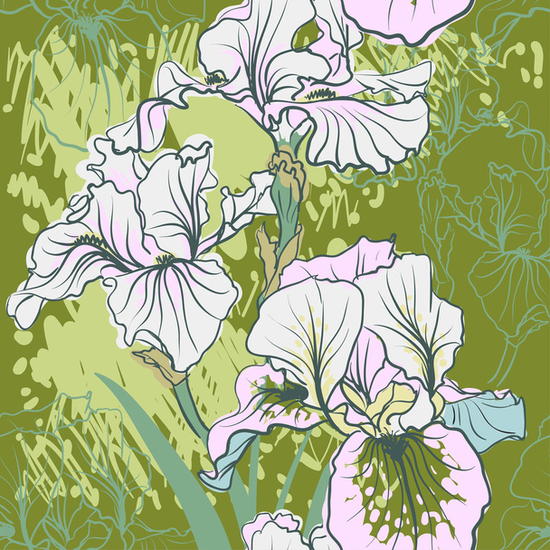 Decorative iris flowers in retro colors. - Вектор, зображення