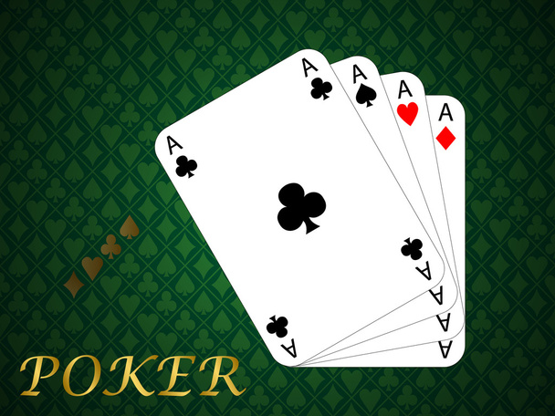 Four aces green background - Vector, Image