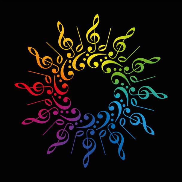 Treble Clefs Bass Clefs Rainbow Colors Star - Vector, Image
