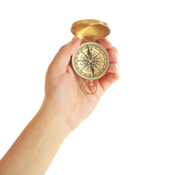Female hand with compass - Φωτογραφία, εικόνα