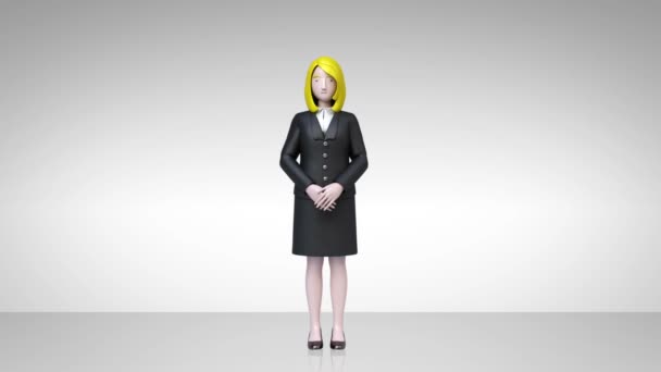 Caractère de femme d'affaires montrant la présentation, geste pointant 1 (inclus alpha
) - Séquence, vidéo