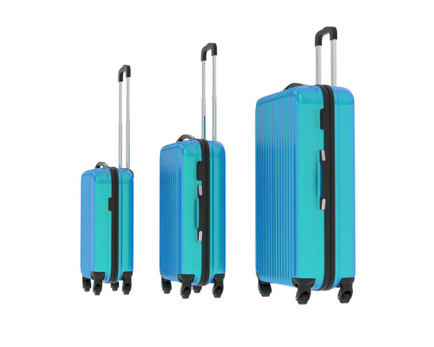 Cestovní kufry izolované na pozadí. 3D vykreslování - ilustrace - Fotografie, Obrázek