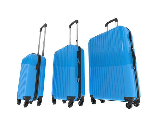 Cestovní kufry izolované na pozadí. 3D vykreslování - ilustrace - Fotografie, Obrázek