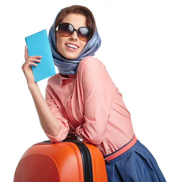 Woman with a suitcase travel - Valokuva, kuva