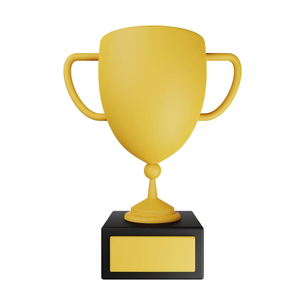 Gold Trophy 3D Illustration Isolated in White Background - Photo, Image